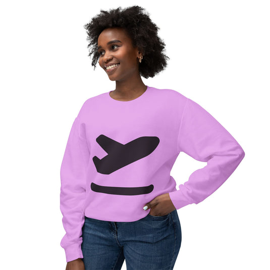 Adventure Awaits Unisex Lightweight Crewneck Sweatshirt - Airplane Design