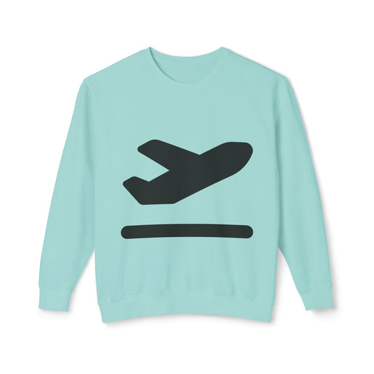 Adventure Awaits Unisex Lightweight Crewneck Sweatshirt - Airplane Design
