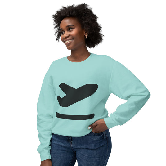 Adventure Awaits Unisex Lightweight Crewneck Sweatshirt - Airplane Design