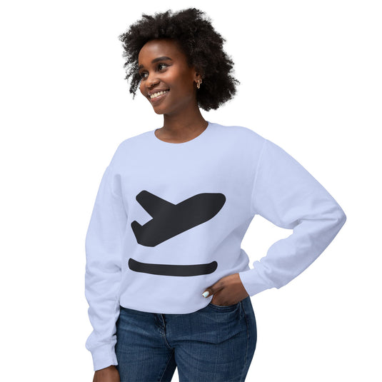 Adventure Awaits Unisex Lightweight Crewneck Sweatshirt - Airplane Design
