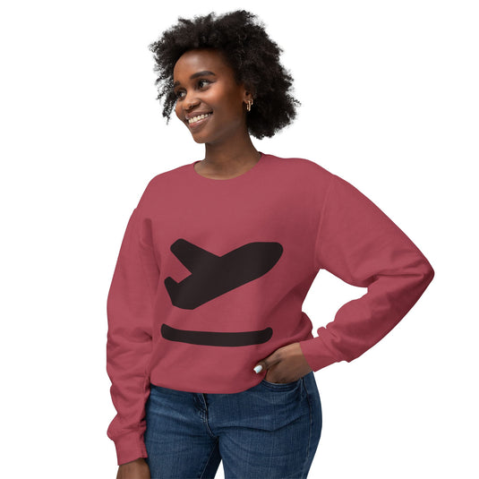 Adventure Awaits Unisex Lightweight Crewneck Sweatshirt - Airplane Design
