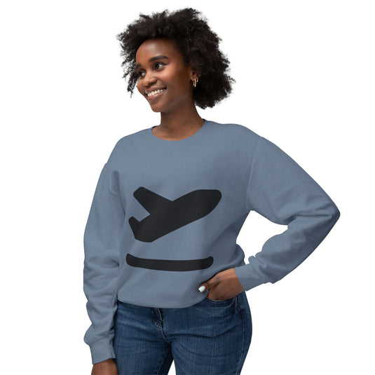 Adventure Awaits Unisex Lightweight Crewneck Sweatshirt - Airplane Design