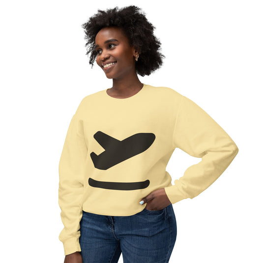 Adventure Awaits Unisex Lightweight Crewneck Sweatshirt - Airplane Design