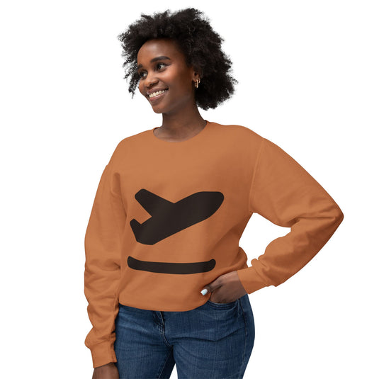 Adventure Awaits Unisex Lightweight Crewneck Sweatshirt - Airplane Design